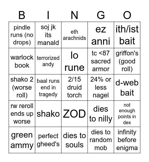 D2R BINGO Card