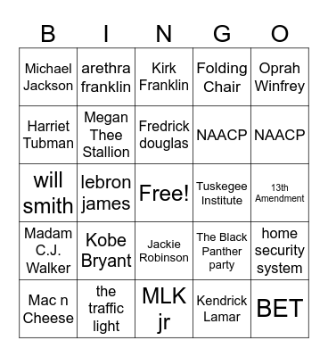 BHM Bingo Card