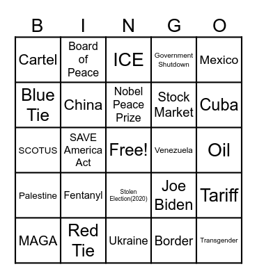 SOTU 2026 Bingo Card