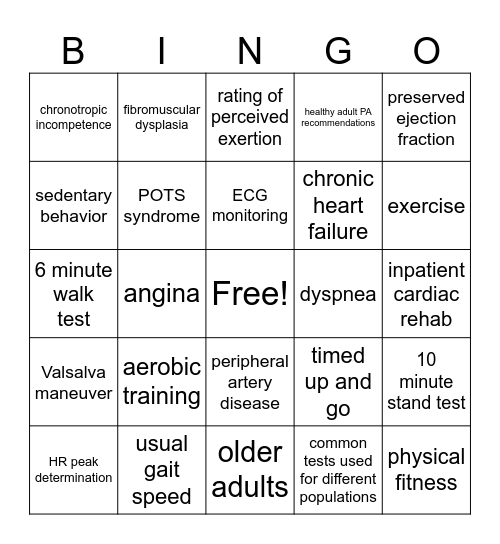 Special Pop Exam 1 Bingo Card
