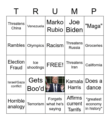 State of the Union BINGO Card