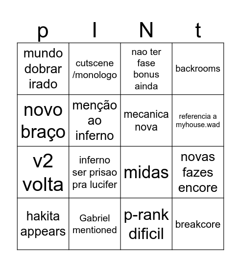 ultrakill new update Bingo Card