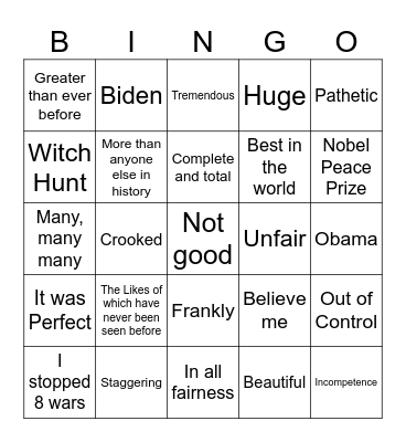 SoTU 2026 Bingo Card