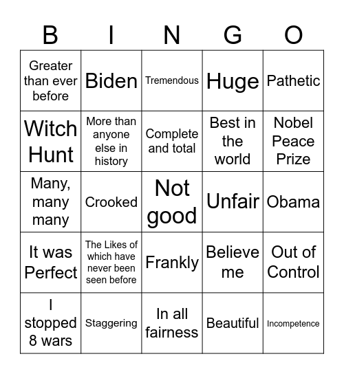 SoTU 2026 Bingo Card
