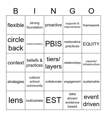 Educational Buzzword Bingo Card