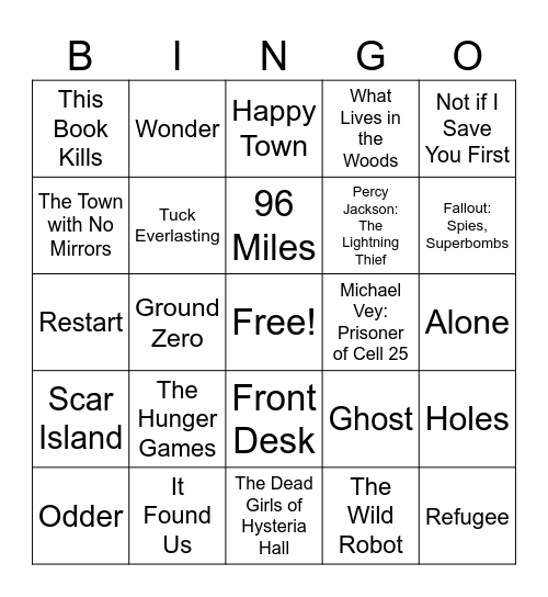 March is Reading Month Bingo Card