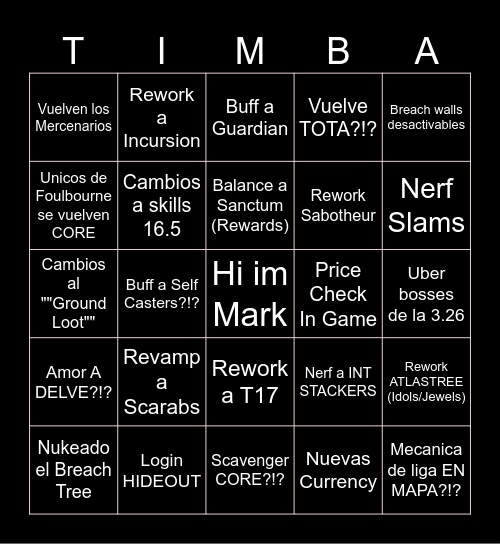Poe 3.28 Bingoooo Bingo Card