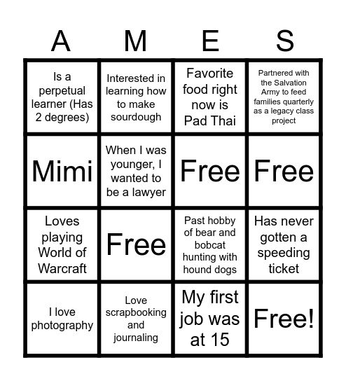 Guess Who?! Bingo Card