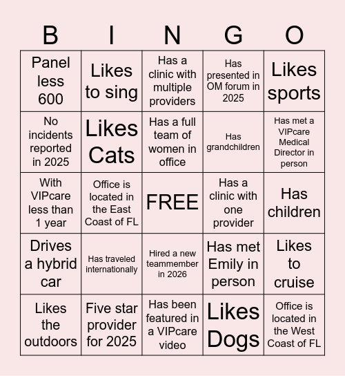OM Kick off Bingo Card