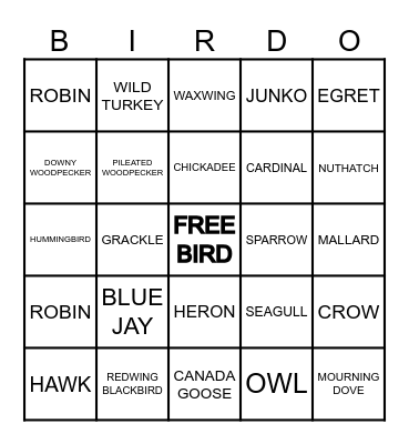 BIRD BINGO! Bingo Card