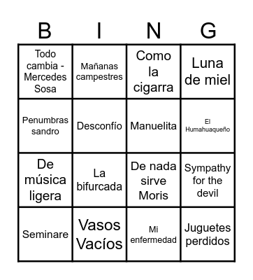 Bingo Musical #6M Bingo Card