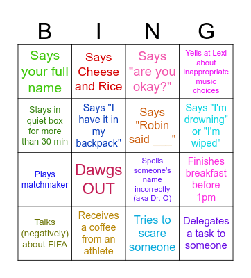 Courtney B-DAY Bing Bingo Card