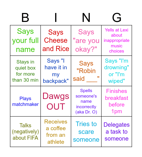 Courtney B-DAY Bing Bingo Card