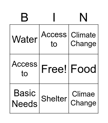 U3T2 Vocabulary Bingo Card