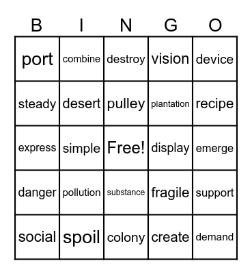 Language Live! Bingo Card