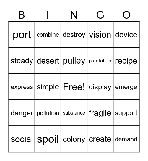 Language Live! Bingo Card