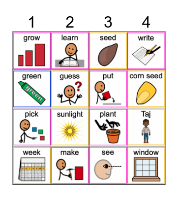 Taj's Science Fair Bingo Card