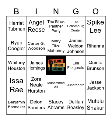 Black History Month Bingo Card
