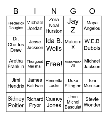 Black History Bingo Card