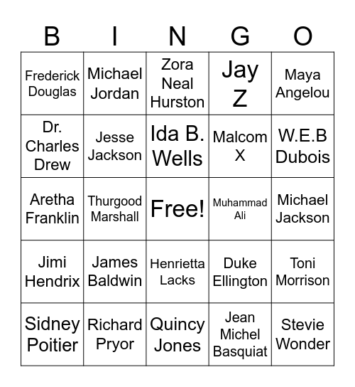 Black History Bingo Card