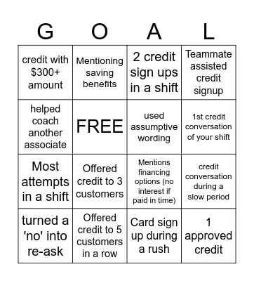 CREDIT CRAZE Bingo Card