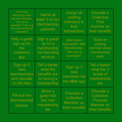 March Madness Membership Bingo Card