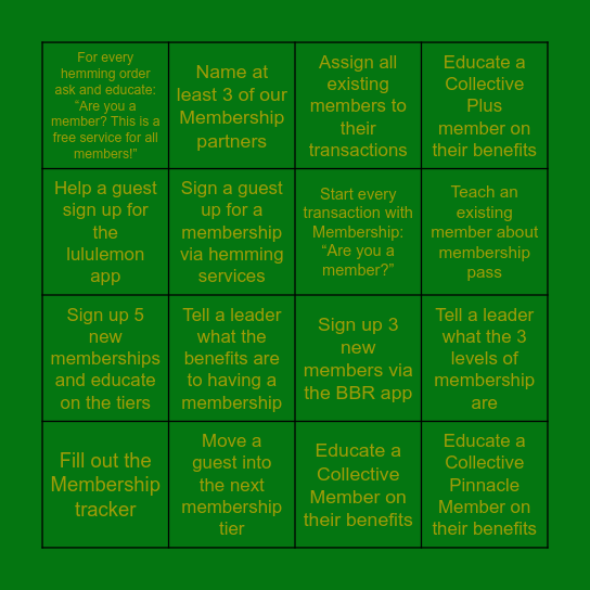 March Madness Membership Bingo Card