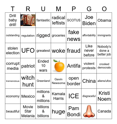 SOTU TRUMPGO Bingo Card