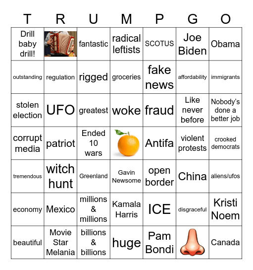 SOTU TRUMPGO Bingo Card