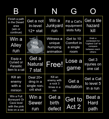 Mewgenics Bingo Card