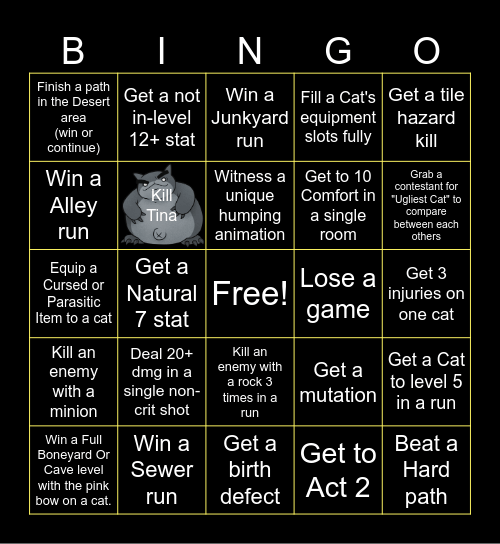 Mewgenics Bingo Card