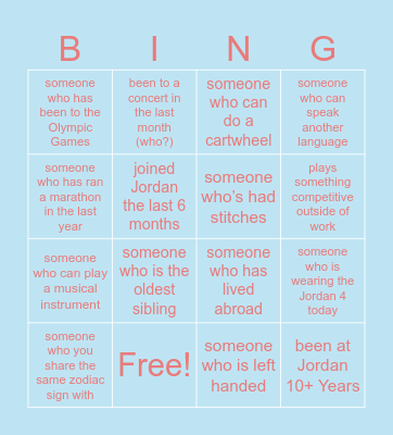 Jordan Business Integration Bingo Card