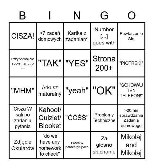 Szlachta bingo Card