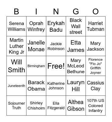 Black History Bingo Card