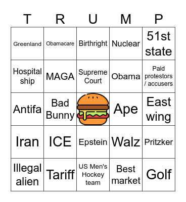 Most Batshit SOTU Ever Bingo Card