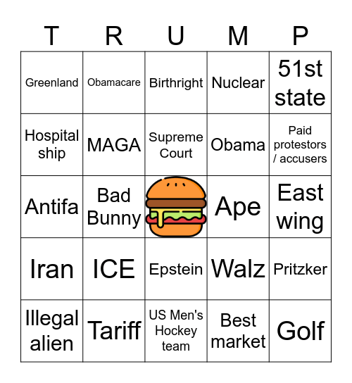 Most Batshit SOTU Ever Bingo Card