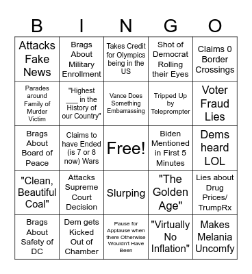 SOTU 2026 BINGO Card