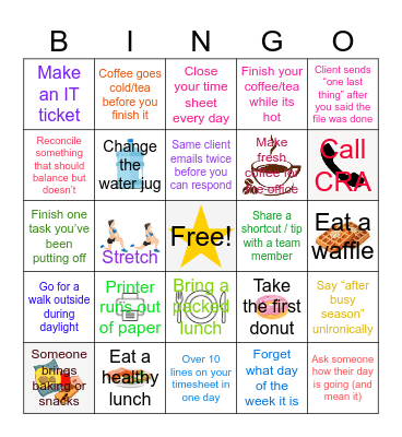 Bzy Szn Bingo Card