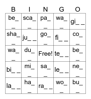 Final Blend Bingo Card