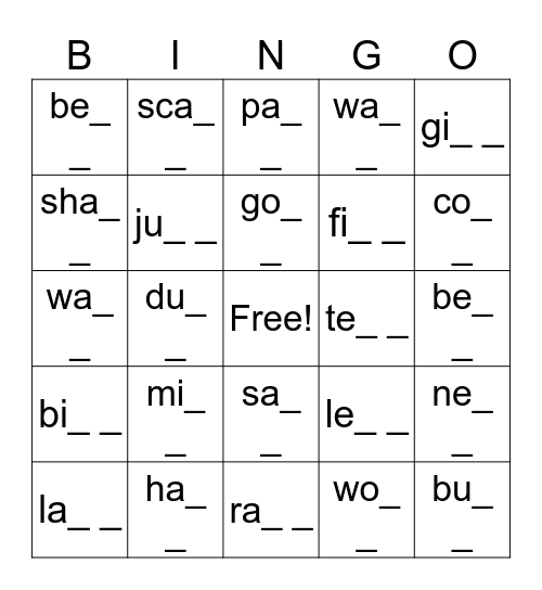 Final Blend Bingo Card