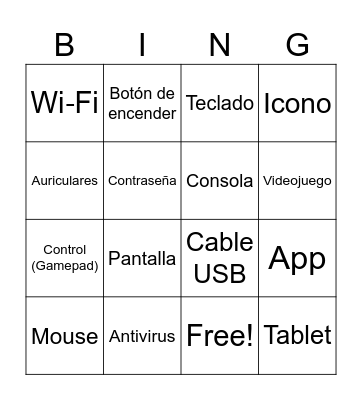 Technology Bingo Card