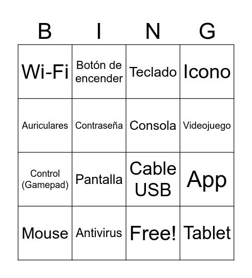 Technology Bingo Card