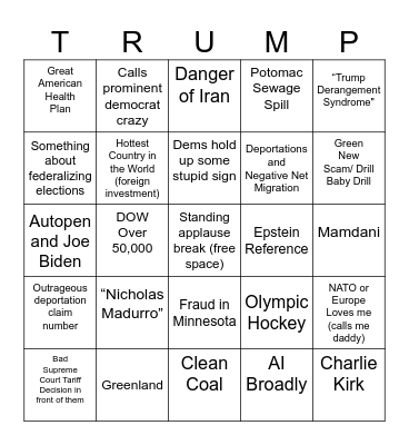 SOTU Bingo Card