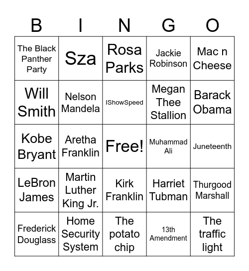 Black History Month Bingo Card