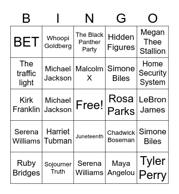 Black History Month Bingo Card