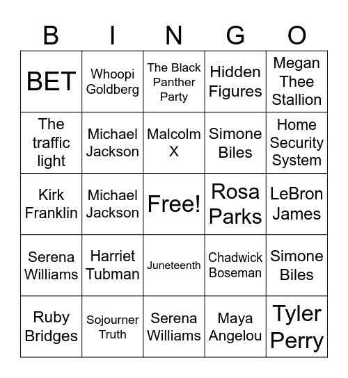 Black History Month Bingo Card