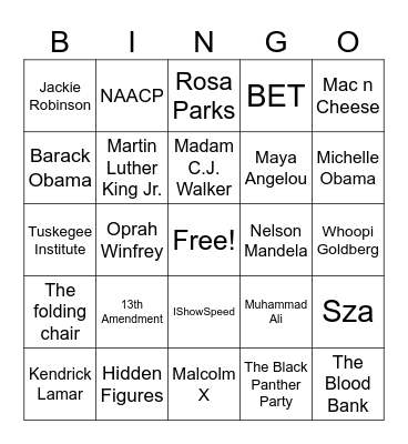Black History Month Bingo Card