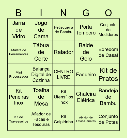 Chá de Panela Letícia e Victor Bingo Card