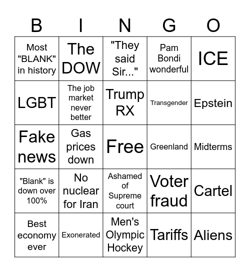 SOTU Bingo Card