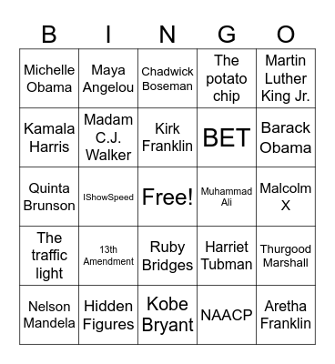 Black History Month Bingo Card